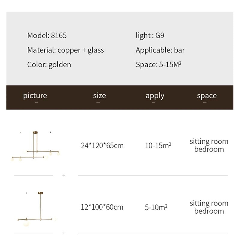 Nordic G9 gold chandelier Led Glass Ball