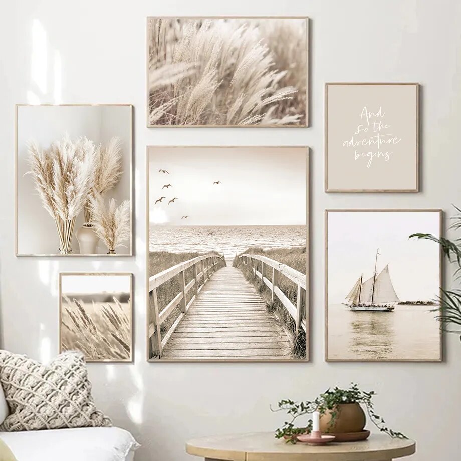 Lake Beach Landscape Picture Canvas Painting Wall Art