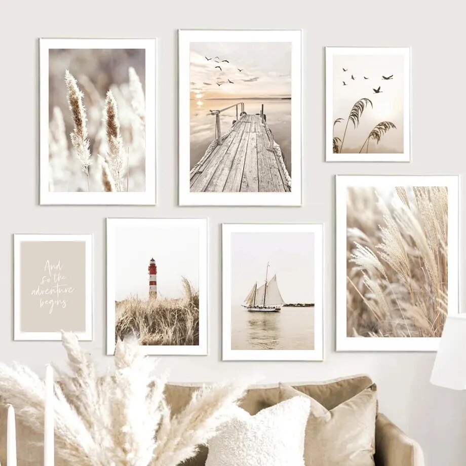 Lake Beach Landscape Picture Canvas Painting Wall Art