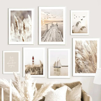Lake Beach Landscape Picture Canvas Painting Wall Art