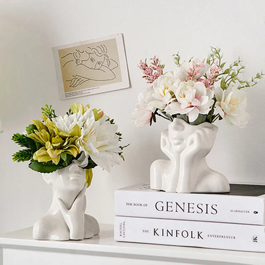 Modern Simple Ceramic Human Face Flower Vase