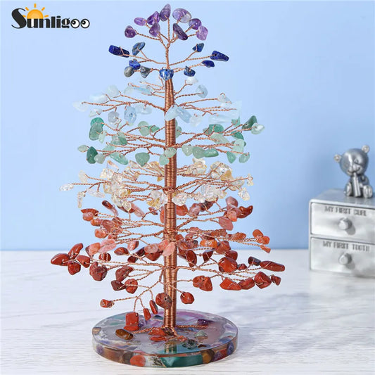 Sunligoo Reiki Healing Chakra Crystal Trees Figurine