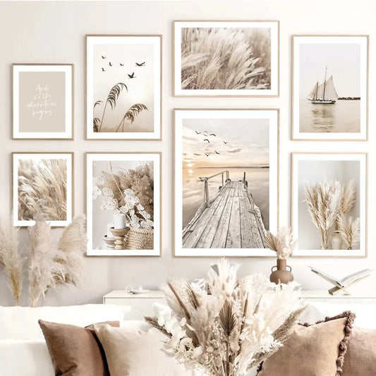 Lake Beach Landscape Picture Canvas Painting Wall Art