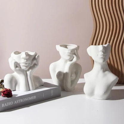 Modern Simple Ceramic Human Face Flower Vase