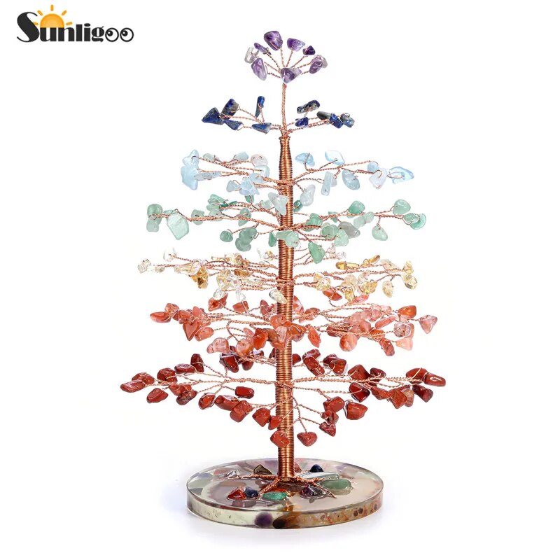 Sunligoo Reiki Healing Chakra Crystal Trees Figurine