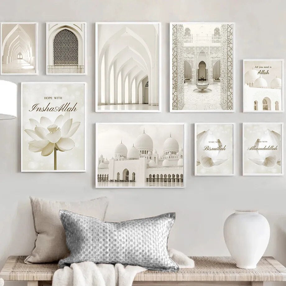 White Flower Moroccan Door Picture Canvas Painting Wall Art